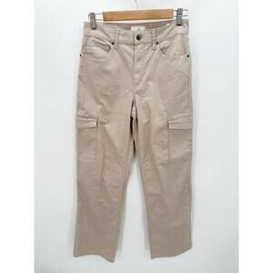 H&M Pants Women 4 Tan Khaki Cargo Cotton Blend Button Closure Pockets